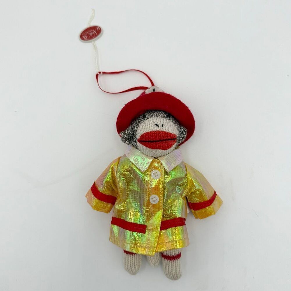 North Pole Trading Co. Firefighter Sock Monkey Ornament 2011